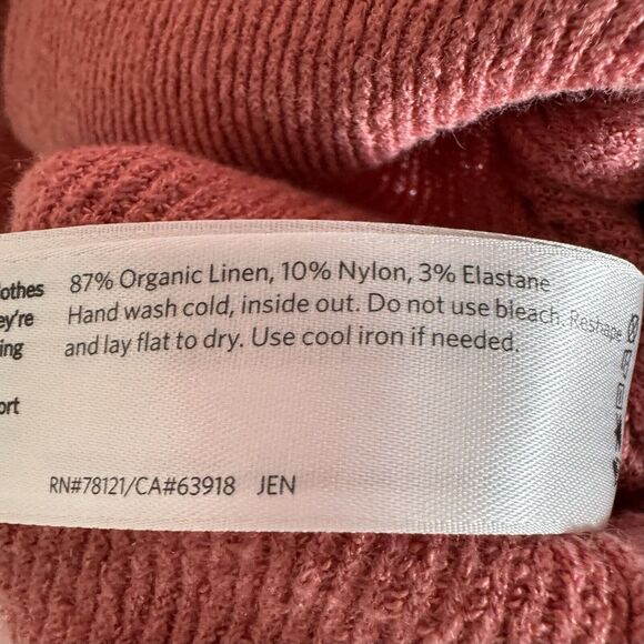 Eileen Fisher Organic Linen Button Cardigan Sweater Coral Pink - Picture 5 of 5